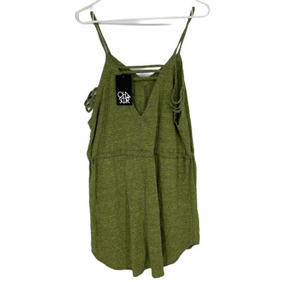 Chaser Green Tank with Strap Detail on Back Cinch Waist Size Medium L38 - Picture 2 of 4
